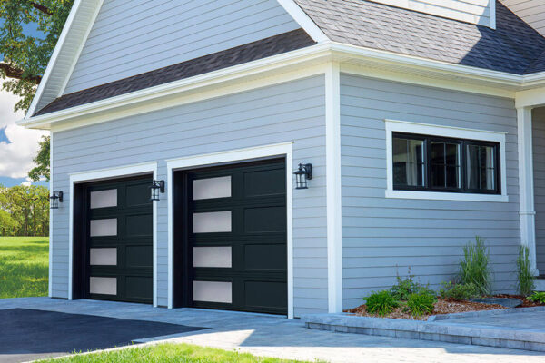 Shaker-Flat Long, 9' x 7', Black Ice, window layout: Left-side Harmony garage door ideas, garage door with window ideas