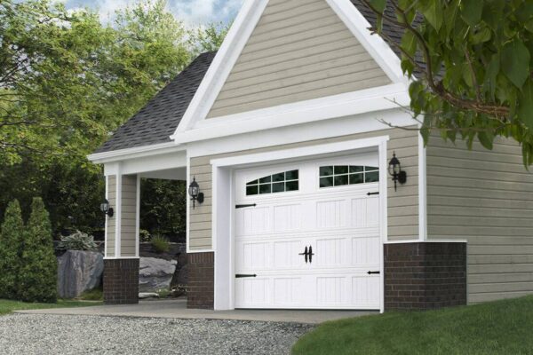 Shaker-CS Short, 9' x 7', White, windows Double Stockton Arch Inserts garage door ideas, garage door with window ideas