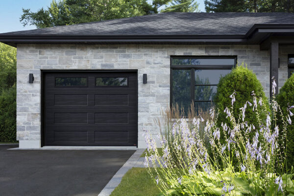 Shaker-Flat Long, 16' x 8', Dark Walnut, windows with Richmond Inserts garage door ideas, garage door with window ideas