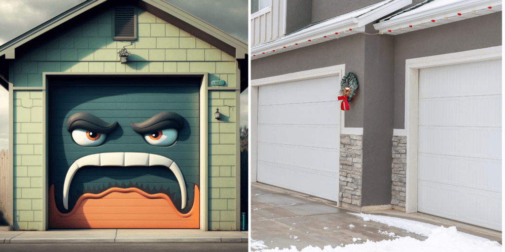 These creative garage door holiday decorations are perfect for Christmas and Halloween. Transform your garage door into something special!